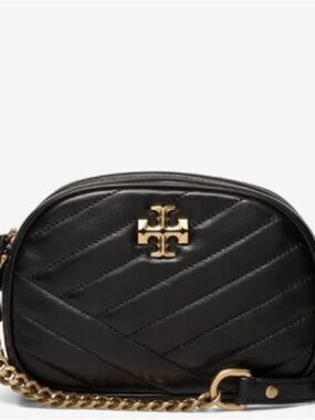 Tory Burch Black Quilted Camera Crossbody with Gold Logo